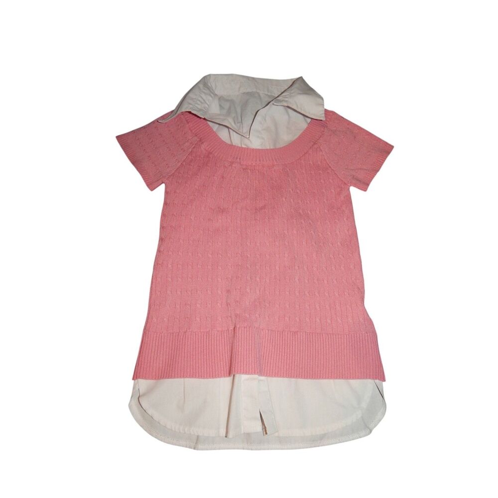 Vintage No Boundaries Girls Large 10/12 Pink Cable Knit Sweater Preppy T-shirt